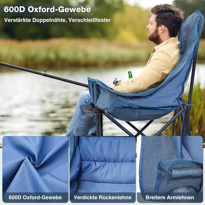 Великий складаний стілець для кемпінгу RELAX FIELD, 227 кг, Navyblue