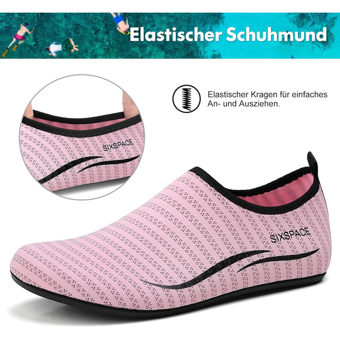 Шкарпетки для плавання Sixspace: шкарпетки для води для жінок та чоловіків, шкарпетки для пляжу, шкарпетки для босоногих (рожевий, 41 EU)
