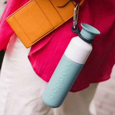 Термос Dopper Bottlenose Blue 350 мл, двостінний, із нержавіючої сталі, герметичний, зберігає холод до 24 годин і тепло до 9 годин, для води, чаю, кави