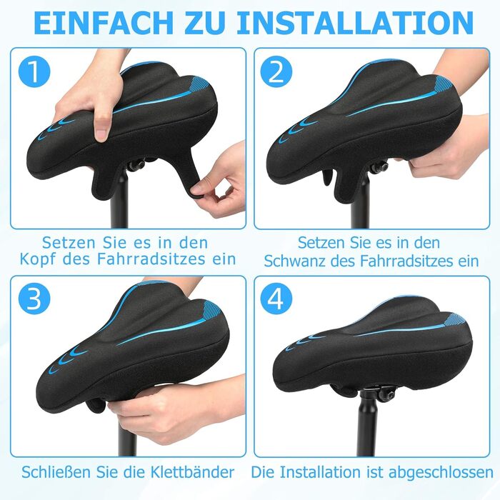 Подушка на сидіння велосипеда для чоловіків та жінок, потовщена та м'яка, комфортний чохол на сидіння велосипеда, велосипедний сидіння з подушкою для шосе, гірського велосипеда, електровелосипеда, тренажера C1, блакитний, вузький