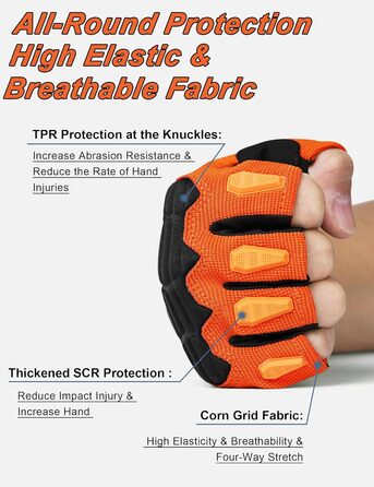Велосипедні рукавички KUTOOK MTB для гірського велосипеда, чоловічі/жіночі, літні, з підкладкою 5mm Pam Pad, захист TPR SCR, сенсорний екран, дихаючі, KT202, Сіро-помаранчеві (M, Помаранчеві)