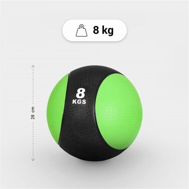 Медичний м'яч GORILLA SPORTS 8 кг, гумовий, нековзний, для фітнесу, Slam Ball