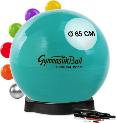 Гімнастичний м'яч Pezziball 65 см із підставкою та насосом, зелений