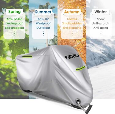 Мотоцикл чохол захисний Favoto XXXL 265x105x125 см - сріблястий, захист від сонця, дощу, снігу та пилу