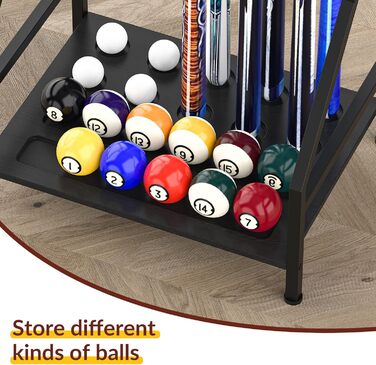 Стійка для київ Billard Queue Stick Rack YBING - тримає до 10 київ, бамбук, чорний колір