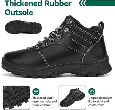 Зимові черевики для чоловіків та жінок – теплі, з підкладкою, снігові черевики, легкі, нековзні, для активного відпочинку та повсякденного носіння (36 EU, чорний Gb1172)