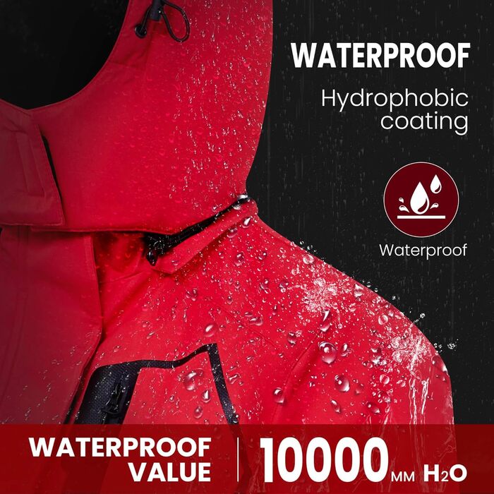 Жіноча водонепроникна куртка WULFUL для сноубордингу та лижного спорту, тепла зимова куртка з відстібною капюшоном (M, Червоний/Подорож, Однотонна (Getaway Solids))