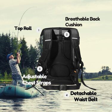 Водонепроникний рюкзак GVANCA Dry Bag 35 л (Чорний) для каякінгу, SUP, водних видів спорту