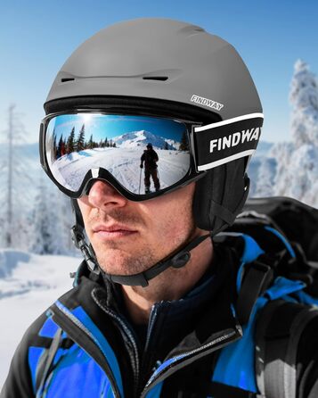 Шолом гірськолижний Findway для чоловіків та жінок, унісекс, з вентиляцією, для катання на лижах/сноуборді, розмір L (59-63 см), колір A2-Titangrau