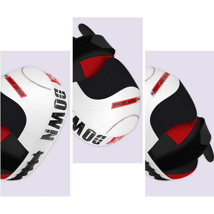 Боксерські рукавички Pratzen Rex Leder: ударні подушки, рукавички для спарингу, тренування боксу, кікбоксингу, тайського боксу, муай-тай. Біло-чорний колір.