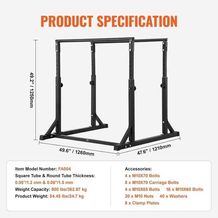Стойка для віджимань та підтягувань VEVOR, важка (363 кг), регульована, для домашнього фітнесу