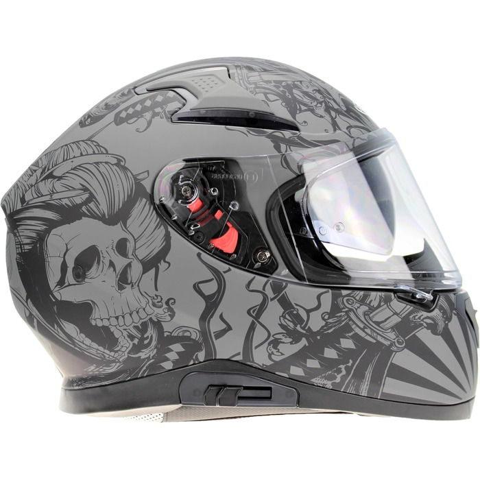 Мотошолом ViPER RSV95 повнолицевий, ECE ACU, з висувним сонцезахисним козирком, унісекс, матовий чорний, XL, Skull Grey