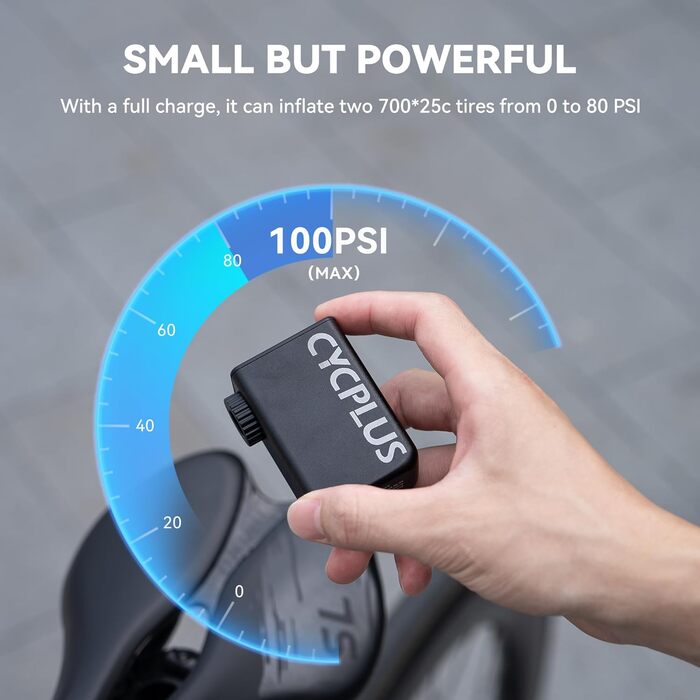Електрична велосипедна міні-помпа CYCPLUS Tiny E-Pump, портативна, акумуляторна, 100 PSI, зарядка Type-C, без манометра, лауреат EUROBIKE Award 2023
