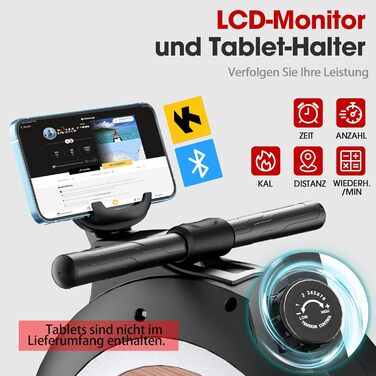 Веномкер тренажер для греблі, магнітний, для дому, 16 рівнів опору, 160 кг, з'єднання з APP, чорний
