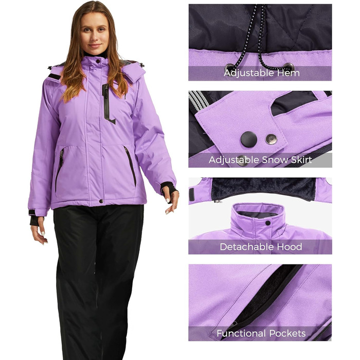 Wantdo Куртка для хайкінгу Daen Berg, водонепроникна вітрозахисна куртка-вітрівка з капюшоном, утеплена, для туризму та активного відпочинку (S, світло-фіолетовий)