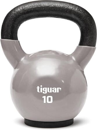 Гиря tiguar 10 кг, світло-сіра, для фітнесу, силових тренувань та тренування корпусу
