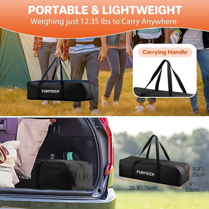 Складаний туристичний стіл FUNYKICH 82x40 см з регулюванням висоти (44/70 см), з сітчастою кишенькою, для пікніка, кемпінгу, BBQ, саду, партії. Розміри: 100x50x(70/87) см