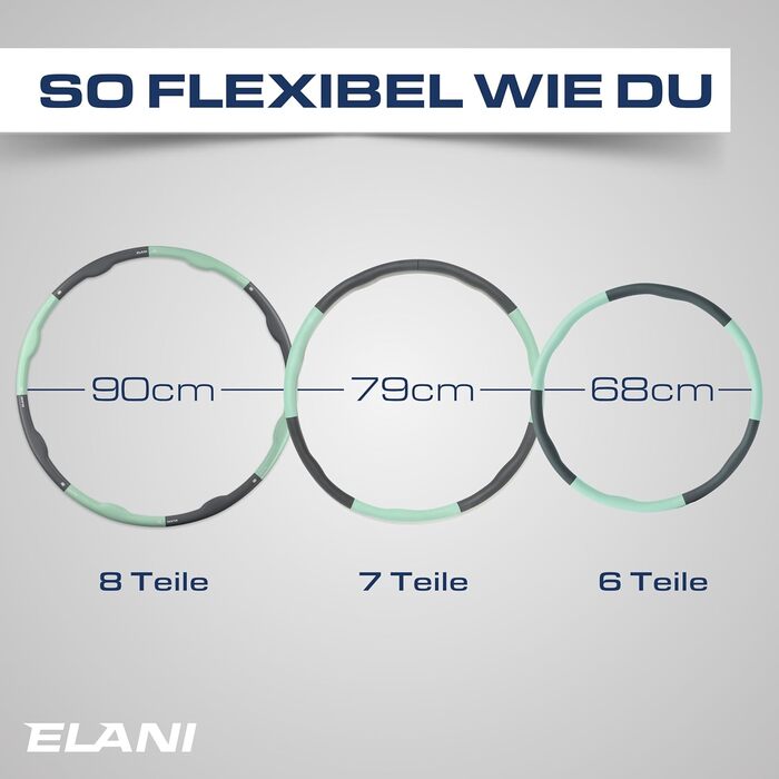Hula Hoop ELANI 90см для схуднення, зелений м'ятний, 1.5кг - фітнес обруч з хвилястою формою та посібником