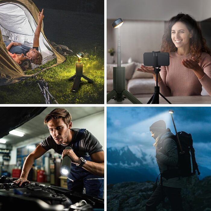 Налобний ліхтар-телескоп, 10500mAh, перезаряджається, водонепроникний, з магнітом, чорний/зелений