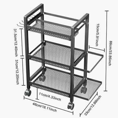 Стійка для гантелей на 3 яруси з роликами – органайзер для йогаматів та спортивного інвентарю, чорний. Підходить для дому та вулиці.