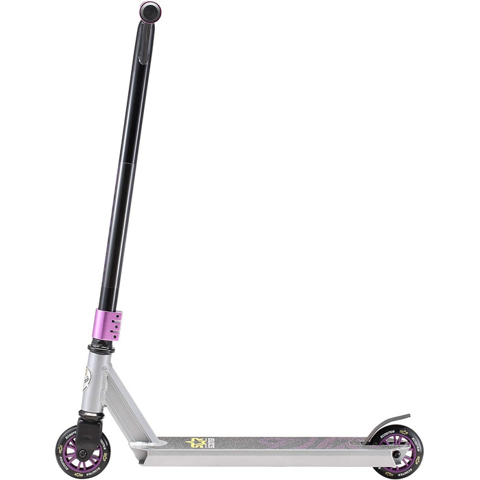 Трюковий самокат STAR SCOOTER для дітей від 7 років та дорослих, до 100 кг, 100 мм, алюмінієвий, сірий і фіолетовий, для початківців