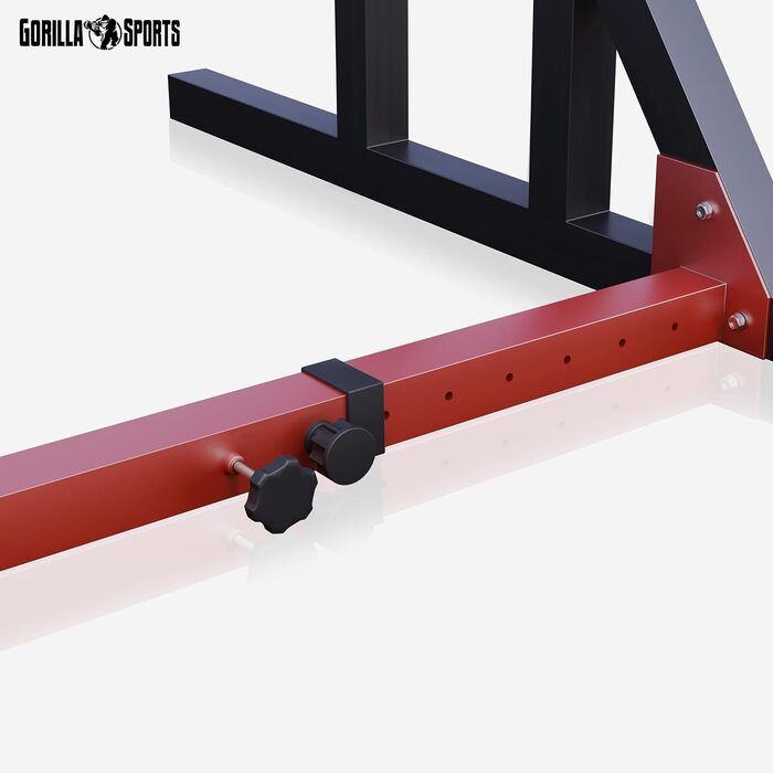 GORILLA SPORTS® Стійка для присідань із турніком, регульована висота і ширина, навантаження до 300 кг, чорна – стійка для штанги, для присідань, для жиму лежачи