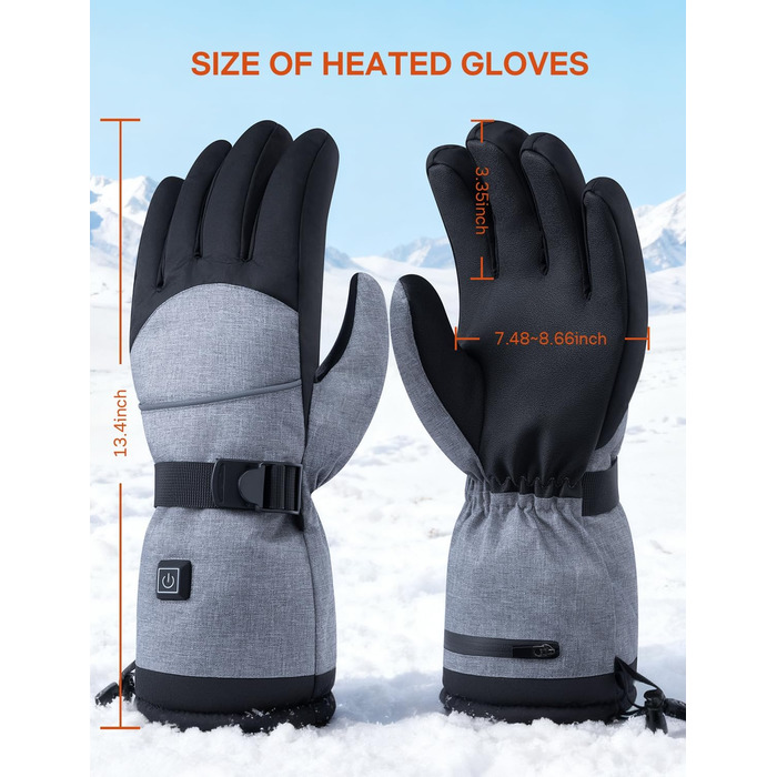 Електричні гріючі рукавички ALLJOY 10000mAh з 3 рівнями нагріву для чоловіків, жінок, мотоциклістів, катання на лижах та роботи на вулиці
