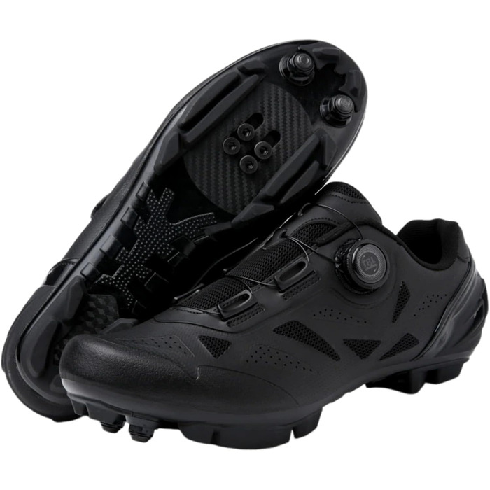 Велосипедні черевики MTB SPD для гірського велосипеда, чоловічі/жіночі, розмір EU 36-47, з поворотним кріпленням, з болтами та шипами, дихаючі, чорний (E, 38 EU)
