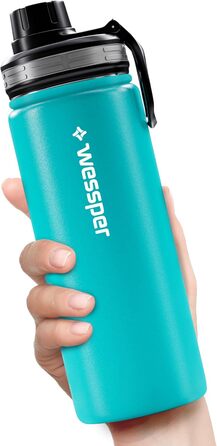 Термос пляшка Wessper 500 мл, нержавіюча сталь, герметична, BPA Free, 3 кришки, синя, для спорту, дітей і дорослих, кемпінг, велосипед, outdoor