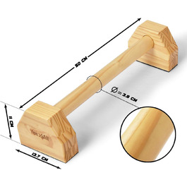 Паралелетки для віджимань Yes4All з дерева та сталі, великі бруси для віджимань та випадінь, неслизькі ручки для віджимань, обладнання для калістеніки, фітнесу та силових тренувань з власною вагою (дерев'яні паралелетки)