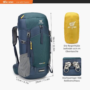 Рюкзак для туризму SKYSPER Alpen30 30 л, з вентиляцією спини, сітчастою спинкою, для гірських походів, синій