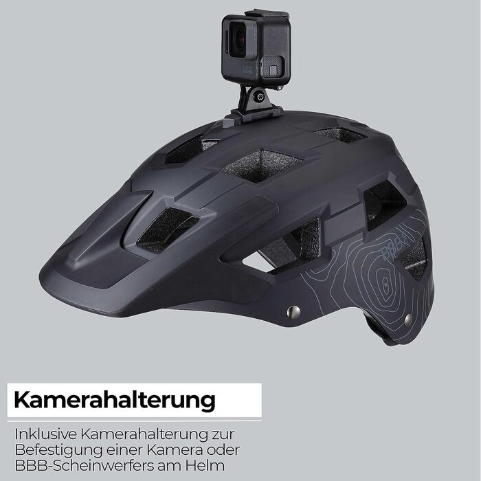 Велосипедний шолом BBB Cycling Nanga для MTB, з великим козирком і кріпленням для камери, чорний матовий, M (54-58 см), унісекс