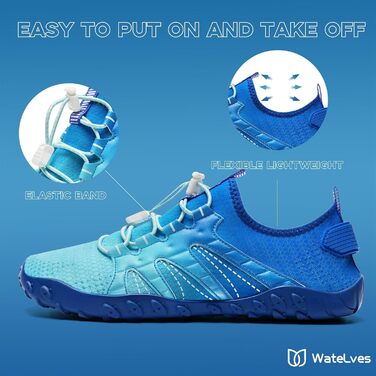 Чоботи для плавання WateLves: чоловічі та жіночі, для пляжу, басейну, серфінгу, 41 EU, світло-блакитні