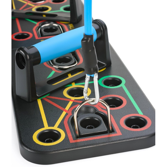 Gymtek Складане дошка для віджимань - дошка для віджимань з ручками для віджимань для тренування всього тіла & Ефективні віджимання - багатофункціональна дошка для віджимань - фітнес-обладнання для дому з еспандером