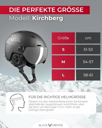 Шолом гірськолижний BLACK CREVICE Kirchberg з візором та вентиляційними отворами - дихаючий шолом для чоловіків та жінок