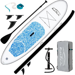 Надувна SUP-дошка FunWater для дорослих, комплект: регульоване весло, помпа, рюкзак, страхувальний шнур, водонепроникна сумка, синя