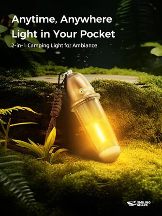 Ліхтар кемпінговий акумуляторний акумуляторний LED Shark з USB, IPX4, 5 кольорів, портативний, для відпочинку, походів, риболовлі, з брелоком