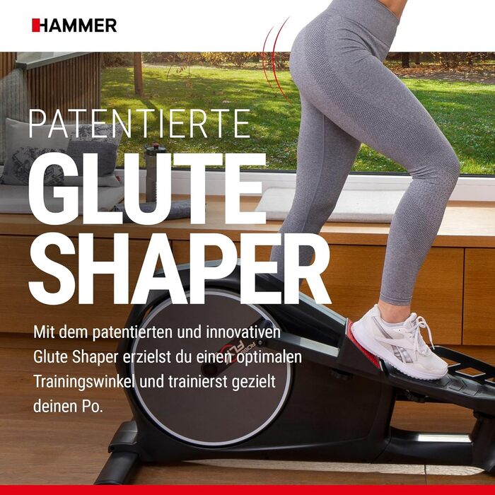 Елептичний тренажер HAMMER Crossfly BT з Glute Shaper, 24 програми, сумісний із Zwift і Kinomap