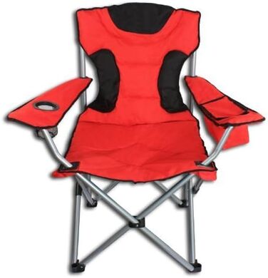 Кемпінговий стілець складний, розкладний, до 120 кг, з сумкою-холодильником (червоний, чорний)