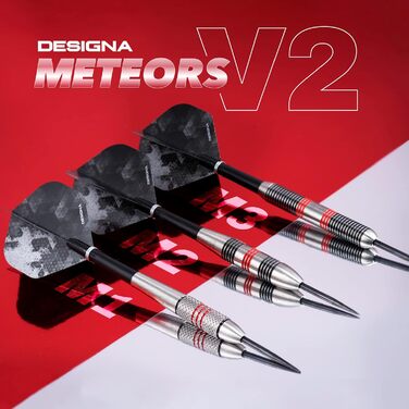 Професійний набір дартсів Designa Heavy, 30-48 г, вольфрам V2 Meteoren, рифлені та з канавками, 65G M1