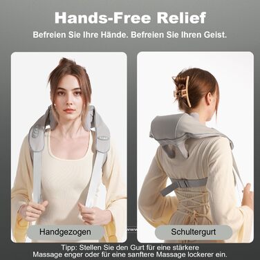 Масажер для шиї та спини з підігрівом, Shiatsu масажер, для шиї, спини, плечей, попереку, ніг, м'язів, сірий. Чудовий подарунок на Різдво!