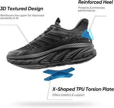 Чоловічі кросівки для бігу ALLSWIFIT: зручні, дихаючі та з неслизькою підошвою. Стильні спортивні кросівки для фітнесу, бігу та занять спортом. Білий колір (44.5 EU, Alles Schwarz)