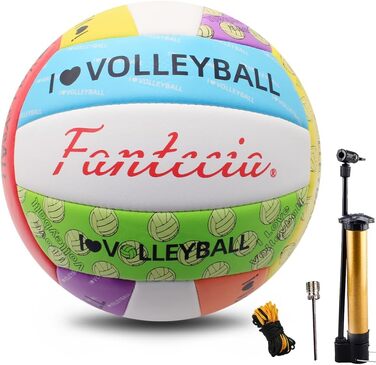 Волейбольний м'яч Fantecia, розмір 5, з насосом. Водонепроникний м'яч для пляжного волейболу, для гри в приміщенні та на вулиці, багато кольорів