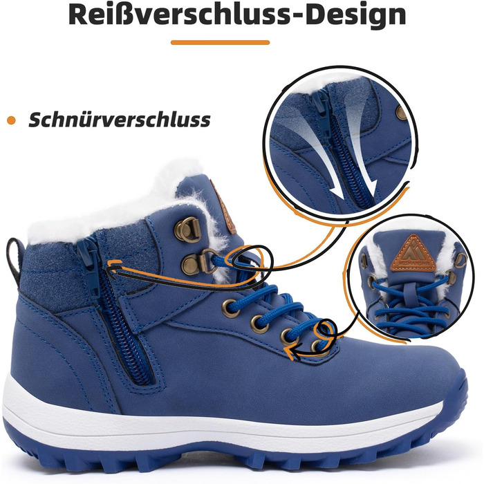 Черевики зимові Mishansha для хлопчиків, водонепроникні, Outdoor, трекінг, піші прогулянки, коричневі, 28 EU, блакитні