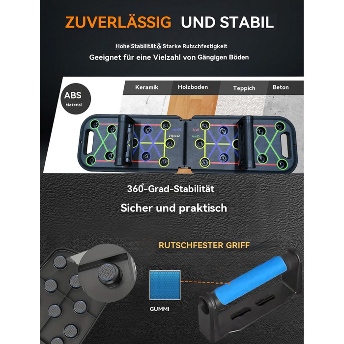 Багатофункціональний дошка для віджимань 24-в-1, складаний стенд для фітнесу з ручками, тренажер для пресу та силових вправ для чоловіків та жінок, для спалювання жиру