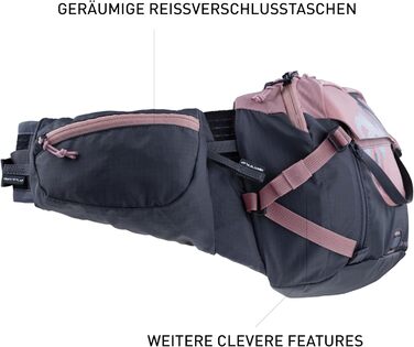 Поясна сумка EVOC HIP PACK PRO 3л з гідрацією 1,5л, система вентиляції, регульований ремінь, рожево-сіра