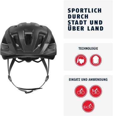 ABUS Aduro 3.0 LED - Шолом для велосипеда, чорний (Velvet Black), 58-62 см