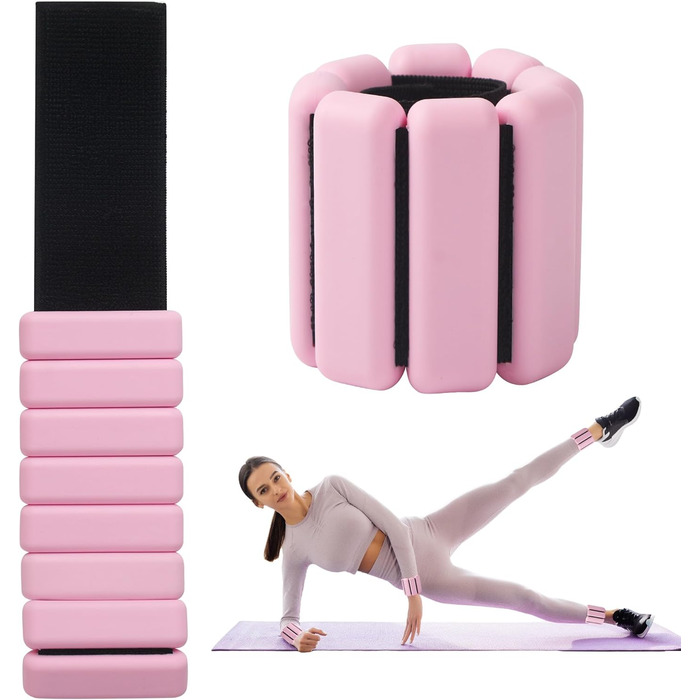 Набір манжет для ніг та зап'ястків BUCOMTU (2 шт.) - рожевий. Ідеально для йоги, танців, пілатесу, кардіо та ходьби