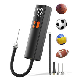 Електричний насос для м'ячів Teffim: 4 режими, 15 PSI, манометр, 3 голки для баскетболу та футболу