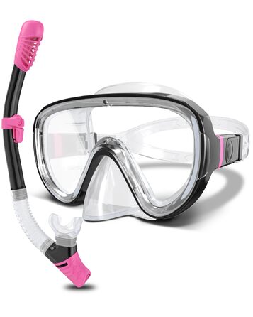 Набір для снорклінгу G2RISE для дорослих: маска та трубка, чорно-рожевий